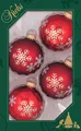 Produktbild: Krebs Glas Lauscha Weihnachtsdekoration/Christbaumschmuck aus Glas - Weihnachtskugeln - Motiv: Rot Schneeflocken - 4 Stück - Größe: ca. 7 cm