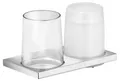 Produktbild: KEUCO Doppel-Halter verchromt mit Lotion-Spender und Kristallglas klar, Seifenspender und Zahnputzbecher, Wandmontage, Edition 11