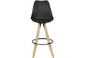 Produktbild: FINEBUY Barhocker SuVa6287_1 2er Set Retro Design Stoff Holz mit Lehne Barstühle (Tresenstuhl mit Lehne, Barstuhl mit Fußablage), Tresenhocker 2er Set Grau Kunstleder Skandinavisch