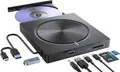 Produktbild: Externes CD DVD Laufwerk USB 3.0 Typ-C, DVD Laufwerk Extern mit SD/TF-Kartenleser 2*USB-C 2*USB-A Anschluss, Portable RW DVD Brenner Extern für Laptop,Desktop,MacBook,iMac,Win 11/10/8/7/XP/Linux/MacOS