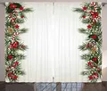 Produktbild: ABAKUHAUS Weihnachten Rustikaler Gardine, Silvester Magie, Schlafzimmer Kräuselband Vorhang mit Schlaufen und Haken, 280 x 225 cm, Rot Grün