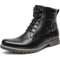 Produktbild: Herren Motorrad Stiefel Schnürstiefel Boots Klassische Chukka Boots Biker Freizeitschuhe, Farbe: Schwarz, Größe: 43.5 - Schwarz - 43,5