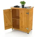 Produktbild: Mucola Geräteschrank Gerätehaus Gartenschuppen Schrank Schuppen Gartenschrank + 2 Türen Pflanztisch Mehrzweckschrank - Braun - Gelb