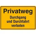Produktbild: Privatweg - Durchgang und Durchfahrt verboten Hinweisschild, Alu, 30x20 cm