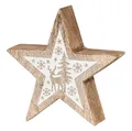 Produktbild: levandeo Deko-Stern Holz 14cm Natur Weiß Mango Winter Deko Tischdeko Mangoholz Holzdeko Aufsteller Unikat Holzstern Weihnachten