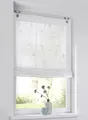 Produktbild: Kutti Ösenrollo Nelly Weiß – halbtransparent mit gesticktem Rankenmuster – 120x140 cm – dekoratives Polyester-Rollo mit weißer Rankenstickerei, angenehme Lichtdurchlässigkeit, einfache Ösenbefestigung