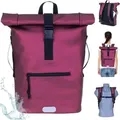 Produktbild: Rucksack Plane Time Bag Evo 24 L Kurierrucksack Roll-Top Damen A4 Freizeitrucksack Laptoprucksack wetterfest Outdoor Elephant 13074 Metallic Rot +f - Rot
