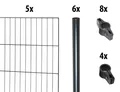 Produktbild: Floraworld Einstabmatten-Zaun Set Classic 10 m 200 x 75 cm inkl. 6 Pfosten 125 cm anthrazit