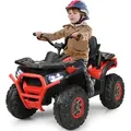 Produktbild: COSTWAY 12V Elektro Kinderquad mit Scheinwerfer, Mini Elektroquad mit Musik USB, Hupe, Rot - Rot