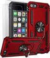 Produktbild: ULAK iPod Touch 7 Hülle, iPod Touch 5/6 [Militärqualität] Dual Layer Schutzhülle mit Standfunktion und 2 Displayschutz, TPU Stoßfest Case Cover für Apple iPod Touch 5./6./7. Generation - Rot
