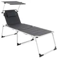 Produktbild: Nexos Trading XXL Senioren-Liege extra hoch für Senioren Gartenliege Sonnenliege Liegestuhl Klappliege –Gartenstuhl aus Aluminium & Textilene – Farbe dunkelgrau