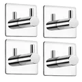 Produktbild: Celbon 4 Stk. Selbstklebend Handtuchhaken Chrom Bademantelhaken Haken Wandhaken Edelstahl rostfrei Bad und Küche, Handtuchhalter Kleiderhaken Ohne Bohren (Platz-chrom)…