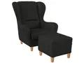 Produktbild: Supellex Ohrensessel Sofia Relaxsessel mit Hocker – Milano Anthrazit