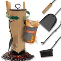 Produktbild: OAKAGE Kaminbesteck Classic Modern [integrierer Holzkorb & drehbarem Kern] Hochwertiges Kaminzubehör mit Holzgriff | Kaminofen Besteck mit Kehrset & Schürhaken | Ofenbesteck Garnitur für Ofen & Kamin