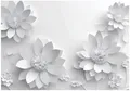 Produktbild: Wallarena Fototapete 3D Effekt Blumen Weiß Vlies Tapete Wohnzimmer Schlafzimmer Wandtapete, Glatt Vlies Washable, Blumen, Weiß, Kunst, (Packung, 7 St., Vlies Fototapete), Vliestapete schwarz Wohnzimmer Schlafzimmer Küche Tapete + Kleister