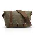 Produktbild: FANDARE Retro Umhängetasche Messenger Bag Canvas Schultertasche für 14 Zoll Laptop Briefcase Schultertaschen Herren Damen Sporttasche Arbeit Schule Schulranzen, grün, L, Retro