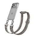 Produktbild: Handykette für Apple iPhone 17 Pro Hülle mit Boho Band Grau / Schwarz - Silber