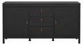 Produktbild: Sideboard Madrid, Schwarz Matt, 2 Türen, 3 Schubladen, HxBxT 151,4x38,4x79,7 cm