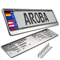 Produktbild: AROBA 2X Premium Auto Kennzeichenhalter 100% Edelstahl POLIERT für Deutschland und EU (Kennzeichen der Größe 520mm x 110mm) Nummernschildhalter Kennzeichenhalterung INOX Rostfreier Stahl V2A