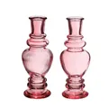 Produktbild: NaDeco Glasvase Bunt 'Venice' 2er Set - Wählbar in vielen Farben und Größen | Kerzenvase | Bunte Glasvasen | Deko Vasen | Ausgefallene Farbige Glasvasen, Farbe:Soft Pink, Größe:h.15.5 Ø 5.7cm
