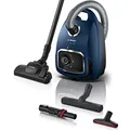 Produktbild: Bosch Staubsauger mit Beutel Serie 6 BGL6XSIL3, Bodenstaubsauger, ideal für Allergiker, Hygiene-Filter, für Parkett, Teppich, Fliesen, XXL-Polsterdüse, extra leise (69 dB), langes Kabel, 600 W, blau