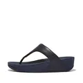 Produktbild: Fitflop Lulu Damen Plateau-Sandalen aus Leder mit Zehensteg in Weiß, Dunkelblau, 40 EU