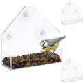 Produktbild: 3er Set Fenster-Vogelfutterhaus, für Wildvögel, 3 Saugnäpfe, Futterstation mit Dach, HBT: 15 x 15 x 7 cm, transparent