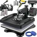 Produktbild: VEVOR 1200W Hitzepresse 8 in 1 T-Shirtpresse, 38 x 38cm Schwarz Transferpresse Heißpresse