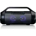 Produktbild: Lenco SPR-070BK - Spritzwasserfester Bluetooth®-Lautsprecher mit UKW Radio, USB und SD, Partylichter - Schwarz - Schwarz