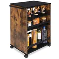Produktbild: bomoe Nischenwagen Servierwagen auf Rollen mit 3 verstellbaren Ebenen & FSC® Holz Küchenwagen mit Arbeitsplatte – freistehender Universal Rollwagen Küche Bad Büro 50x38x79 cm Braun & Schwarz Bengt