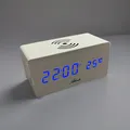 Produktbild: Atlanta 1129/0 LED Tischwecker WIRELESS CHARGING weiß digital Temperatur Datum