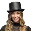 Produktbild: Boland - Hut, glänzender Zylinder, flache Hutkrempe, Karneval, Halloween, Fasching, Mottoparty, Kostüm, Accessoire, Theater, Verkleidung