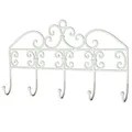 Produktbild: Ambiente Haus Garderobe 5 Haken weiß 38 cm - Schmiedeeisen Flur Küche Outdoor