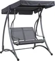 Produktbild: BELIANI Hollywoodschaukel grau Stahl Polyester Sonnendach verstellbar 2 Personen Outdoor Terrasse