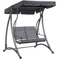 Produktbild: Hollywoodschaukel grau Stahl Polyester Sonnendach verstellbar 2 Personen Outdoor Terrasse