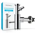 Produktbild: Bächlein Siphon Design für Waschbecken, 1 1/4 Zoll, mit Geräteanschluss, Messing,verchromt