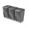 Produktbild: Sortibox Müllboxen Set Müllbehälter Abfalltrennung mit Aufkleber Grau 3x 35L
