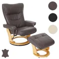 Produktbild: Robas Lund MCA Relaxsessel Montreal, Fernsehsessel Hocker, Echtleder 130kg belastbar ~ Variantenangebot 56049