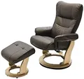 Produktbild: Robas Lund Sessel Relaxsessel mit Hocker Leder, TV Sessel Belastbarkeit bis 130 Kg, Braun
