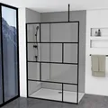 Produktbild: Dusche Walk In Dusche begehbare Dusche 140 x 195 cm - inkl. Deckenhalterung
