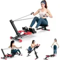 Produktbild: WARMOUNTS 4-in-1 Rudergerät klappbar, Heimtrainer mit 4 Höhenstufen & LCD-Monitor, bis 120 kg belastbar, Fitness Rower Maschine für Home Gym - Schwarz