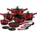 Produktbild: BerlingerHaus 15-piece pot set from the series METALLIC LINE - Black BURGUNDY BH-1632 (28 cm, Pfannenset + Topfset, Aluminiumguss) (BH/1632N)