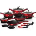Produktbild: Berlinger Haus Kochtopfset BH-1632 15 Teile Schwarz/Burgunder - Weiß