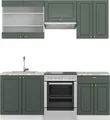 Produktbild: Küchenzeile Vicco Fame-Line Grün-Gold Landhaus/Weiß 200 cm ohne Arbeitsplatte, Model 38047