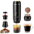 Produktbild: FNITAER Mini kaffeemaschine für unterwegs, 3 in 1 akku kaffeemaschine, auto espressomaschine mit USB, Kompatibel mit kapsel und gemahlener Kaffee, wohnmobil gadgets und camping geschenke