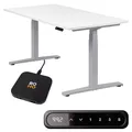 Produktbild: boho office® Höhenverstellbarer Schreibtisch 180 x 80 cm - Elektrisch stufenlos, inkl. Wireless Charger, Memoryfunktion, Kollisionsschutz - Basic Line Silber inkl. Tischplatte in Weiß