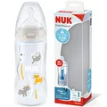 Produktbild: NUK First Choice+ Babyflasche | 6–18 Monate | Temperature Control | Flow Control | Anti-Colic-Ventil | 300 ml | BPA-frei | Trinksauger aus Silikon | Safari (neutral)