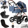 Produktbild: Bergsteiger Nizza 3 in 1 Kinderwagen, Kombikinderwagen Komplettset, Babywanne & Buggy Sportsitz inklusive, Auto-Babyschale & Isofix Station optional