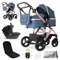 Produktbild: Bergsteiger Nizza 3 in 1 Kinderwagen, Kombikinderwagen Komplettset, Auto-Babyschale, Babywanne & Buggy Sportsitz inklusive, Isofix Station optional