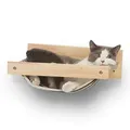 Produktbild: FUKUMARU Kletterwand Katzen, Großes Katzenregal zur Wandmontage, aus massivem Gummibaumholz, Katzenhängematte Wand zum Schlafen, Spielen und Faulenzen, Tragkraft bis 18 kg, Schwarz gestreift